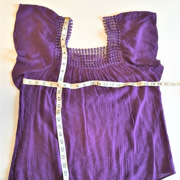 PRICE DROP 
SPENSE * BOHO Lace Purple Blouse Bell Sleeve Size MEDIUM - - Picture 13 of 14
